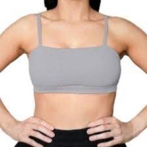 Ajoxx Womens Gray Small Bandeau Sports Bras Bralette Adjustable Straps